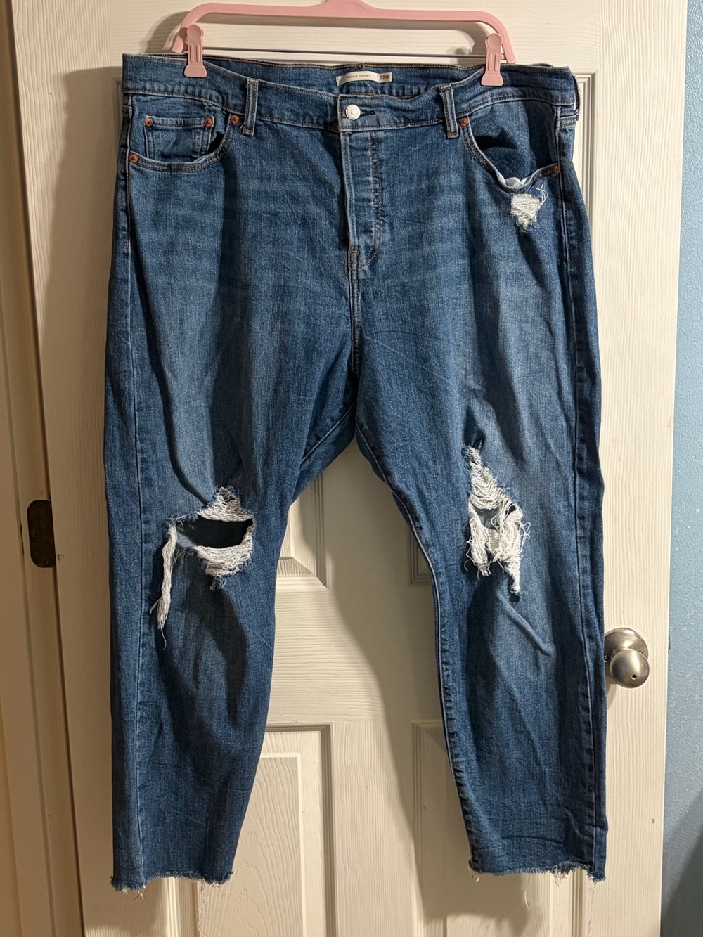 Levi's Women's Wedgie Skinny Distressed Blue Denim Jeans